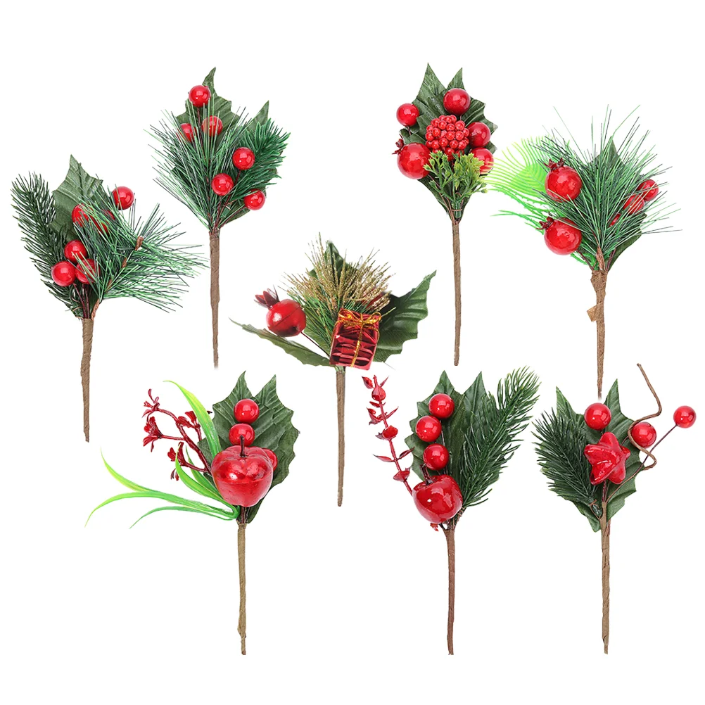 

8pcs Simulated Decorative Reusable Durable Berry Branches Christmas Wreath