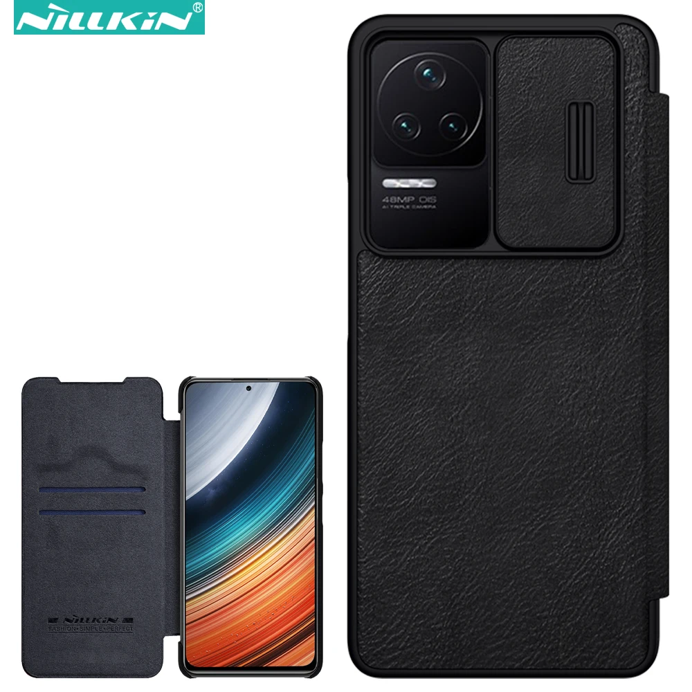 

Nillkin Qin Pro Flip Leather Case for Xiaomi Poco F4 5G / Redmi K40s, Business Lens Sliding Cover with Card Slot Back Cover