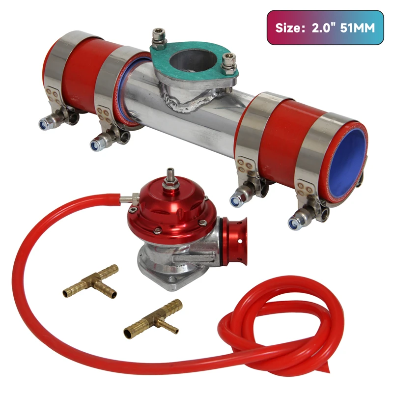 

Type-RS 30PSI Blow Off Valve BOV +2" 51mm Flange Pipe Adapter Silicone hose kit Black / Blue / Red