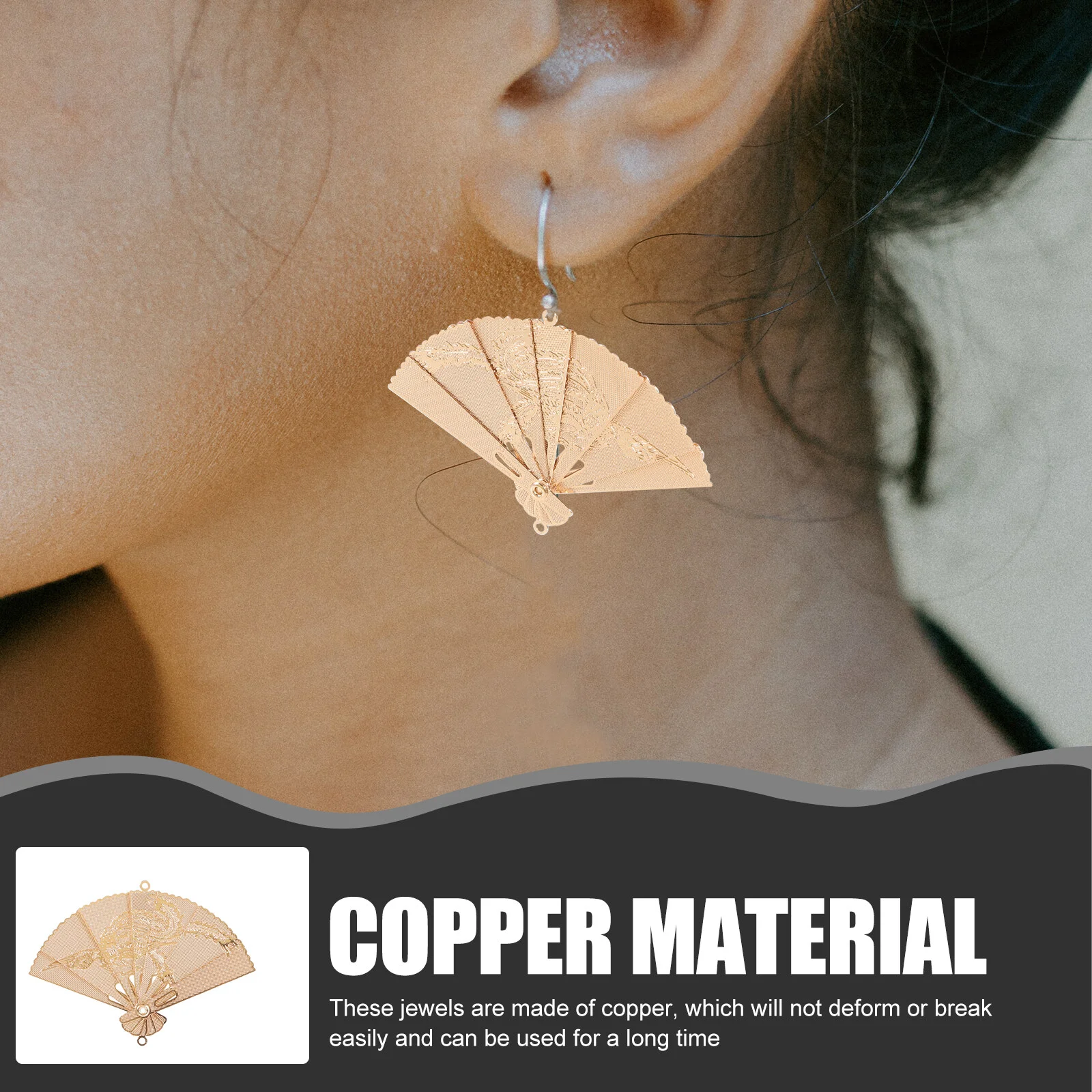 5 Pcs Foldable Fan Brass Pendant Hand Jewelry Charms Small Accessories Bracelet Making Copper DIY Craft