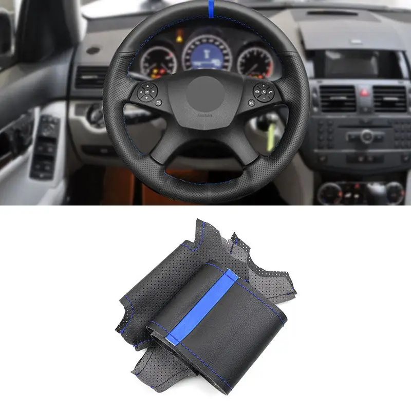 Внутренняя Перфорированная кожаная накладка на руль для Mercedes Benz C-Class W204 2007 2008 2009