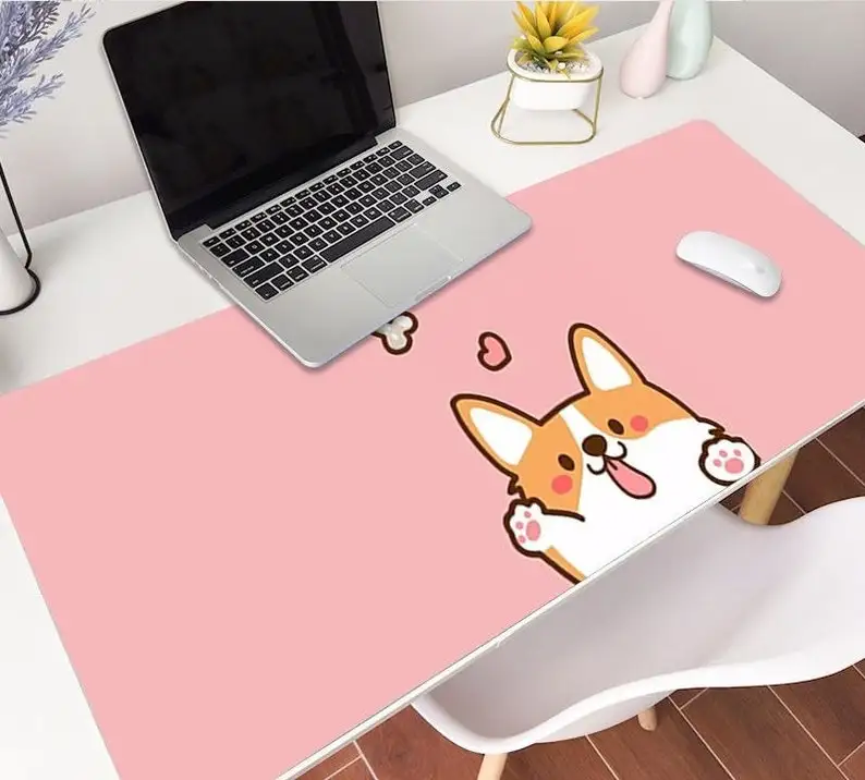 

Cute Mouse Pad Korgi For Dog Lover / Desk Pad Art / Gaming Mouse Pad Art