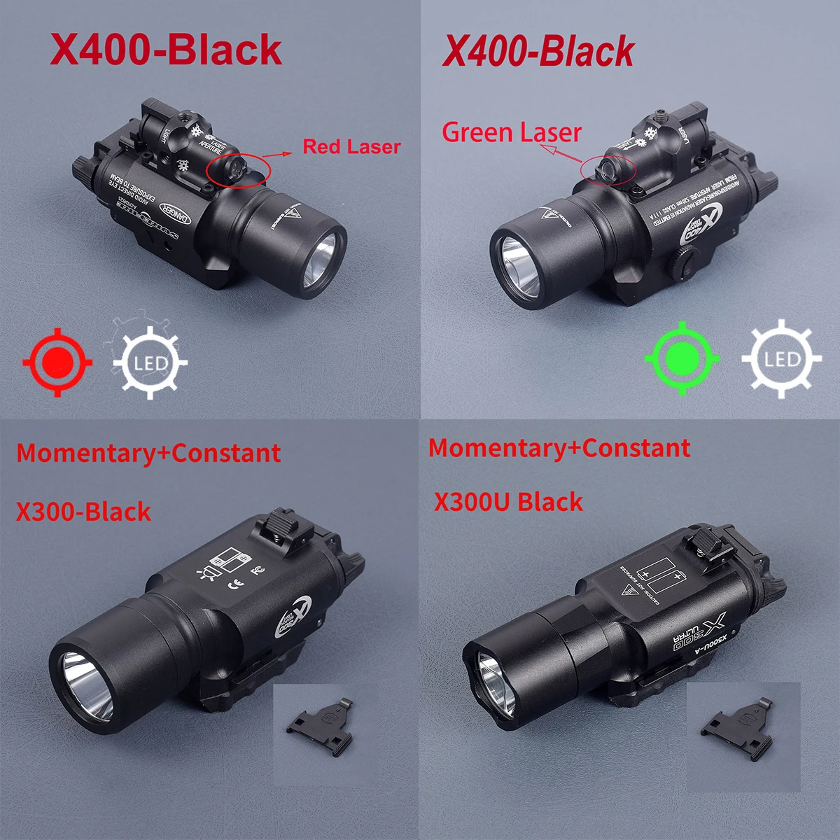 

Тактическая Surefir X300 X300U X400, ультракрасная, зеленая фонариковая винтовка для Пикатинни, Вивера, рельсовое крепление