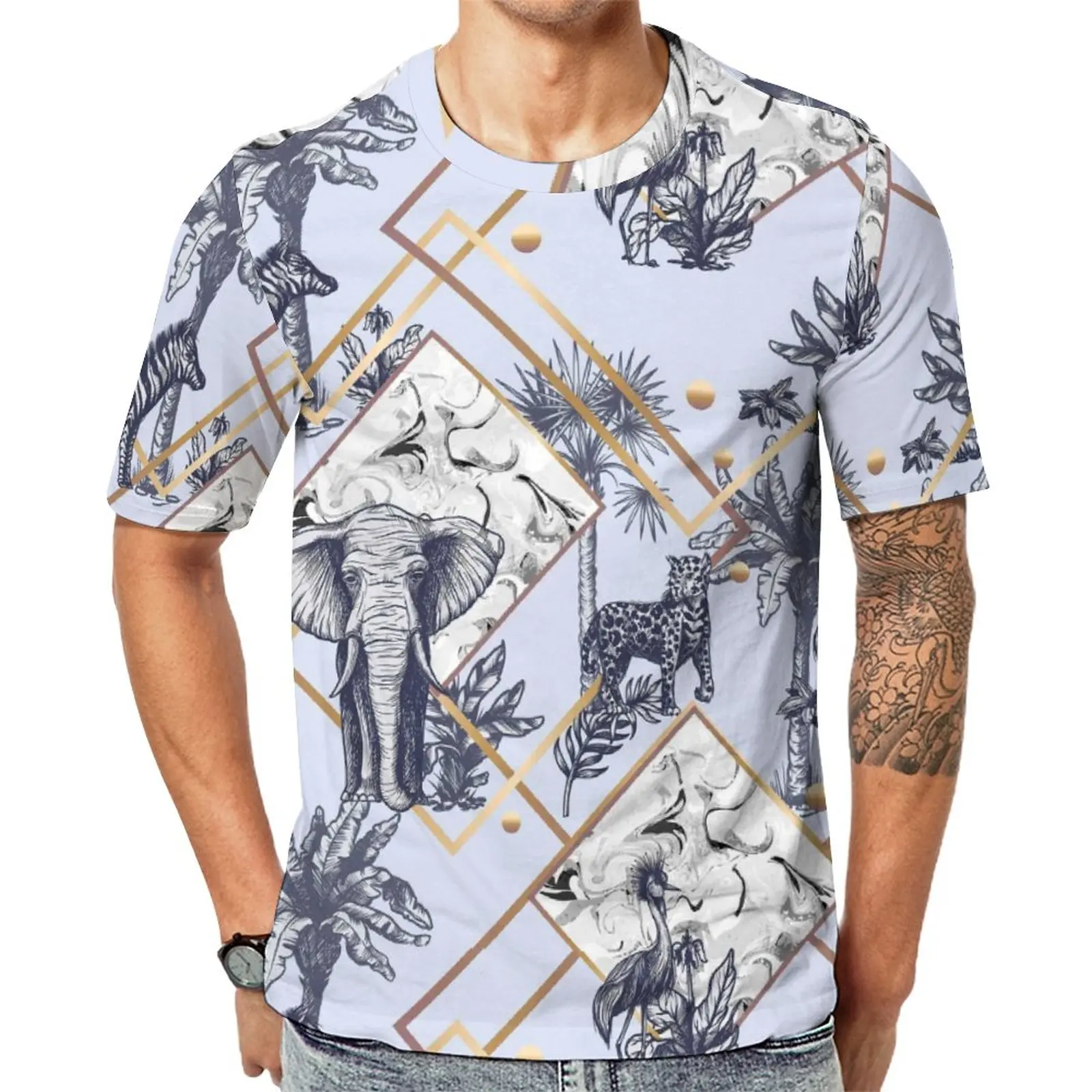 

Elephant T-Shirt Wildlife Animal Print Men Trendy T Shirts Graphic Tee Shirt Short Sleeve Streetwear Big Size Tops Birthday Gift