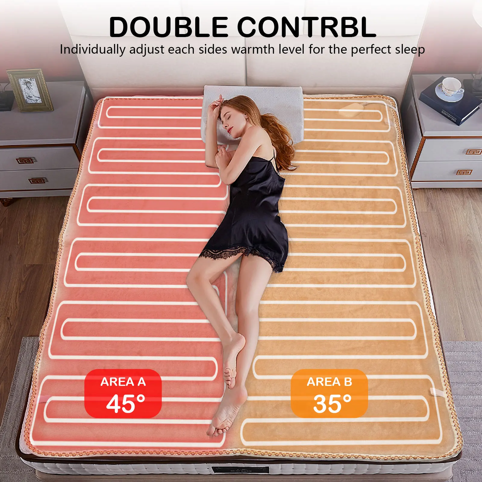 

Electric Heated Skin Friendly Flannel Mattress Cover 9 Temperature Levels Heated Flannel Blanket Auto Off Washable Mattress