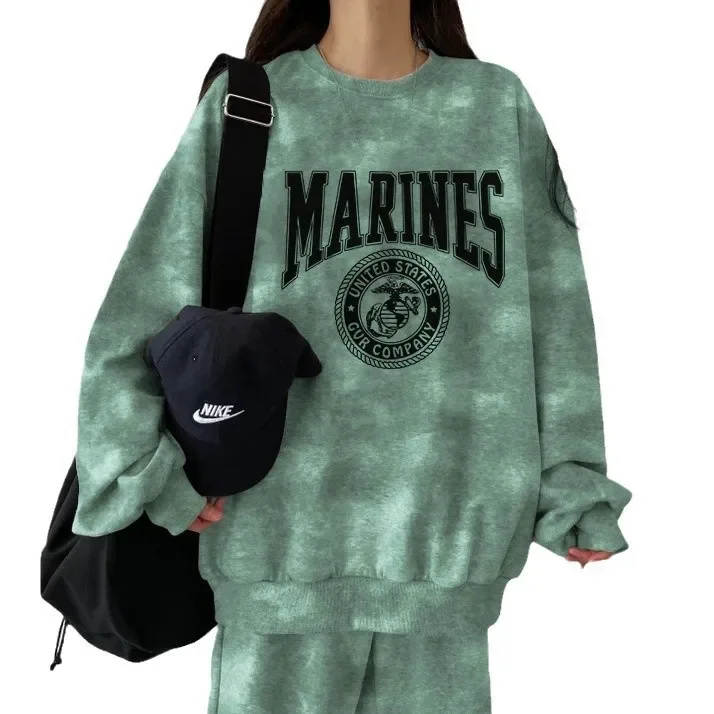 Повседневная спортивная одежда женская свободная утягивающая толстовка с