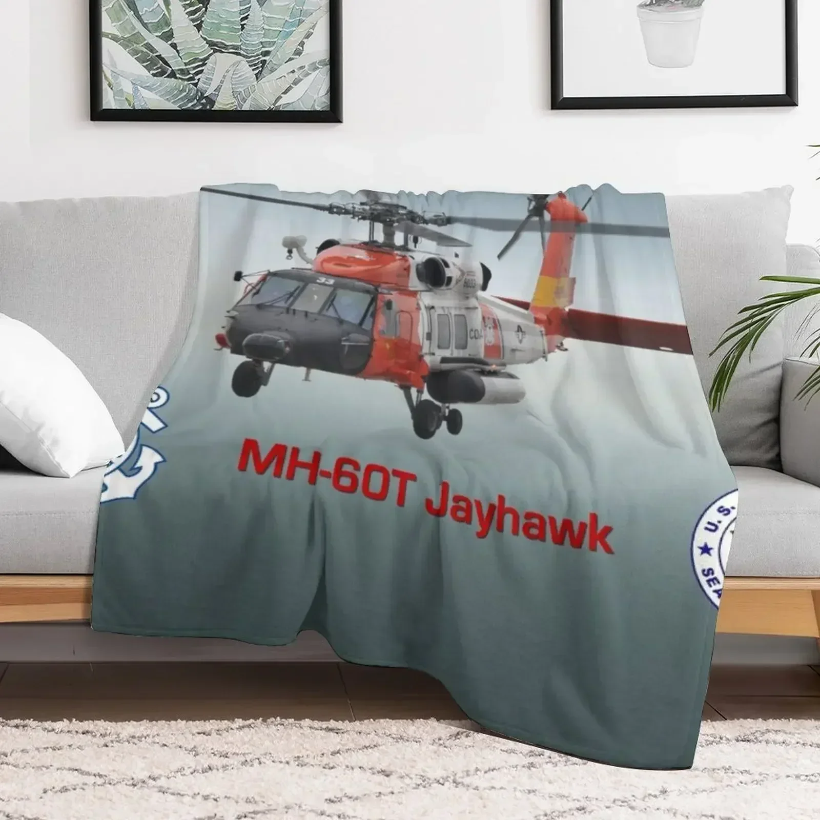 Фото MH-60 Jayhawk USCG SAR Плед для кровати Плед Retros Волосатые одеяла для пикника №5