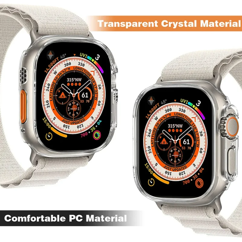 Фото Чехол из ТПУ для Apple Watch Ultra 49 мм, чехол-бампер с полным покрытием 360° для iWatch Ultra 49 мм, защитная пленка для экрана, защитный корпус №3