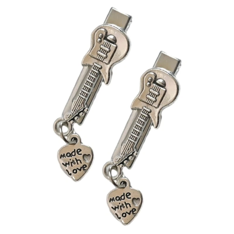 1 шт./2 шт. заколка для волос в форме гитары с подвеской ​​виде сердца/звезды