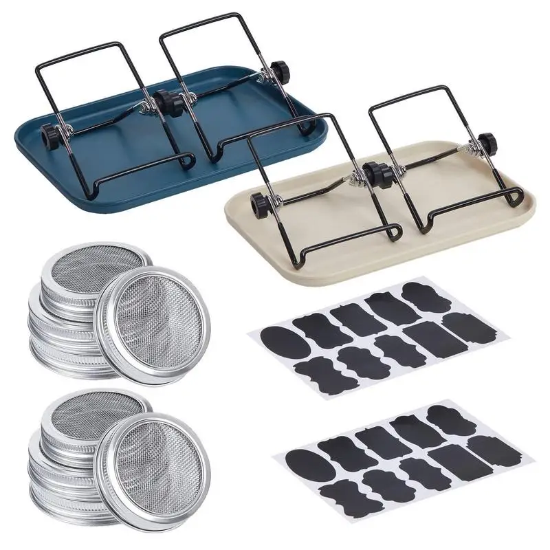 

Набор для выращивания ростков, крышки для растущих банок с широким горлышком, подставки для выращивания из нержавеющей стали с наклейкой для капельного лотка