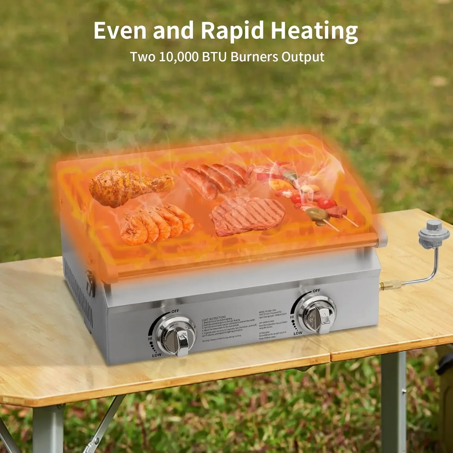 Гиколит 20 дюймов. Портативный Настольный газовый гриль 20000 BTU пропановый с