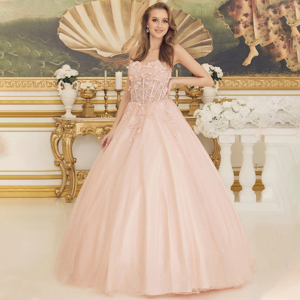 

Luxury Quinceanera Dress Ball Gown 2023 Flowers Illusion Quinceanera Gowns Applique Sweetheart Floor Length Sweet 16 Dress Long