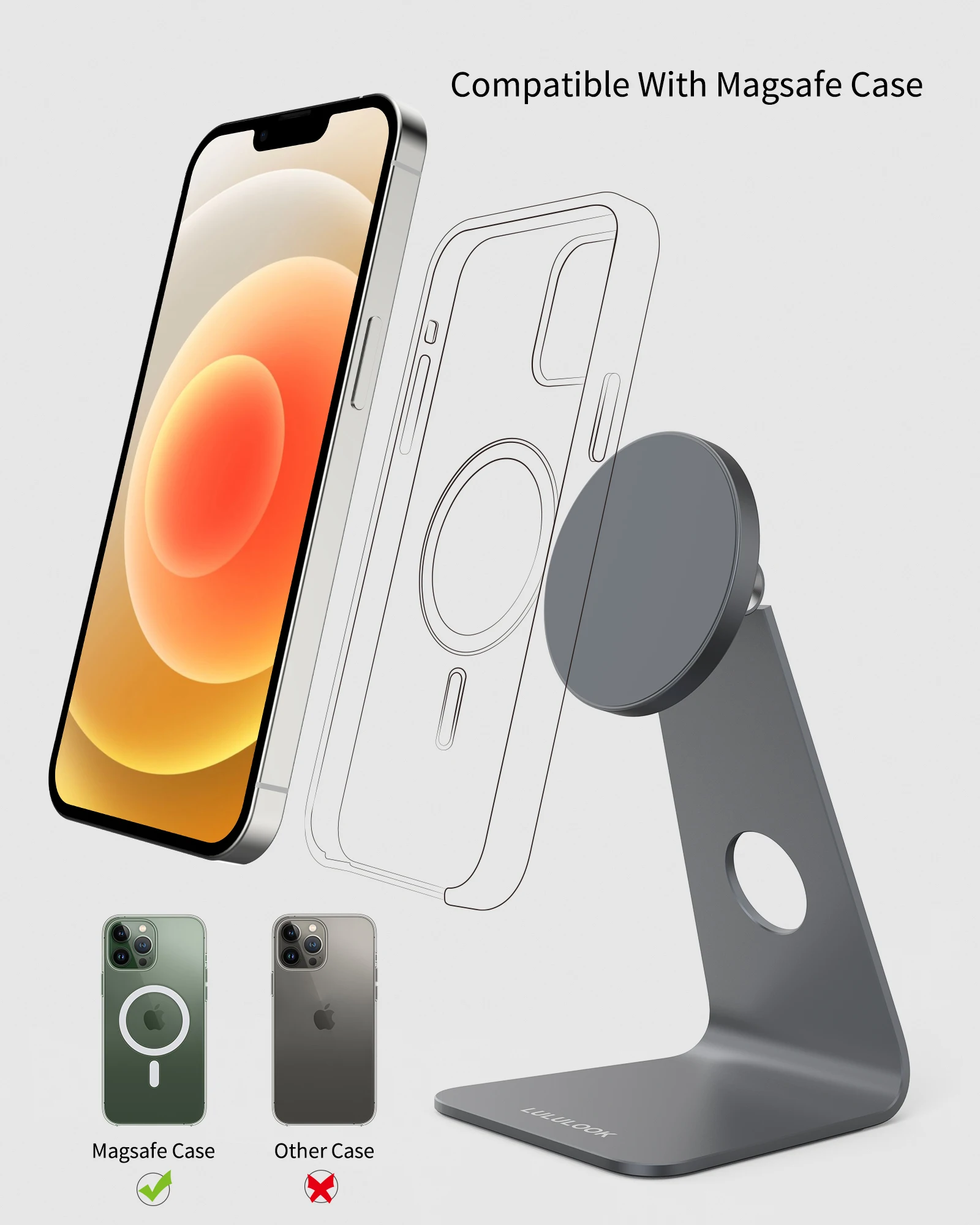 Lululook Magnetic Phone Holder Stand For iPhone 14/14Pro/13/12 Pro Max/13 Pro Max/12/12Pro/13Pro Desktop Smartphone Holder Stand