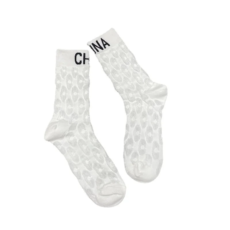 Mid tube men's and women's socks autumn cotton fashion letter printing women's socks