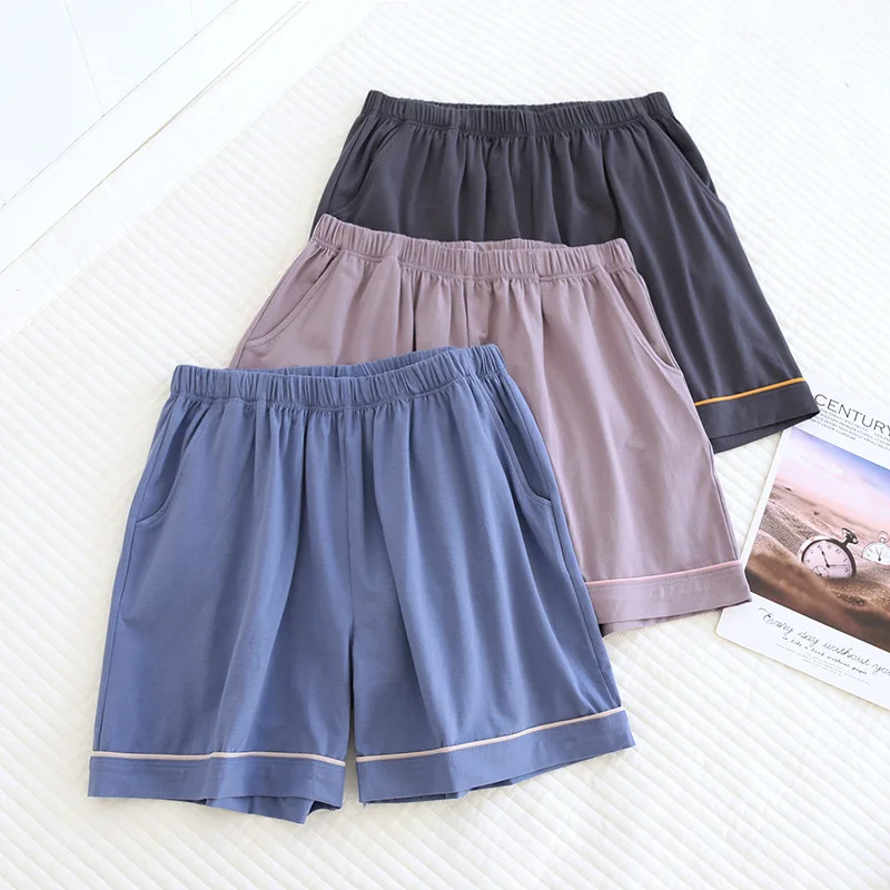 

Solid Color Sleeping Pants Ice Porcelain Cotton Loose Comfortable Breathable Pajama Pants Ladies Sports Leisure Shorts In Summer
