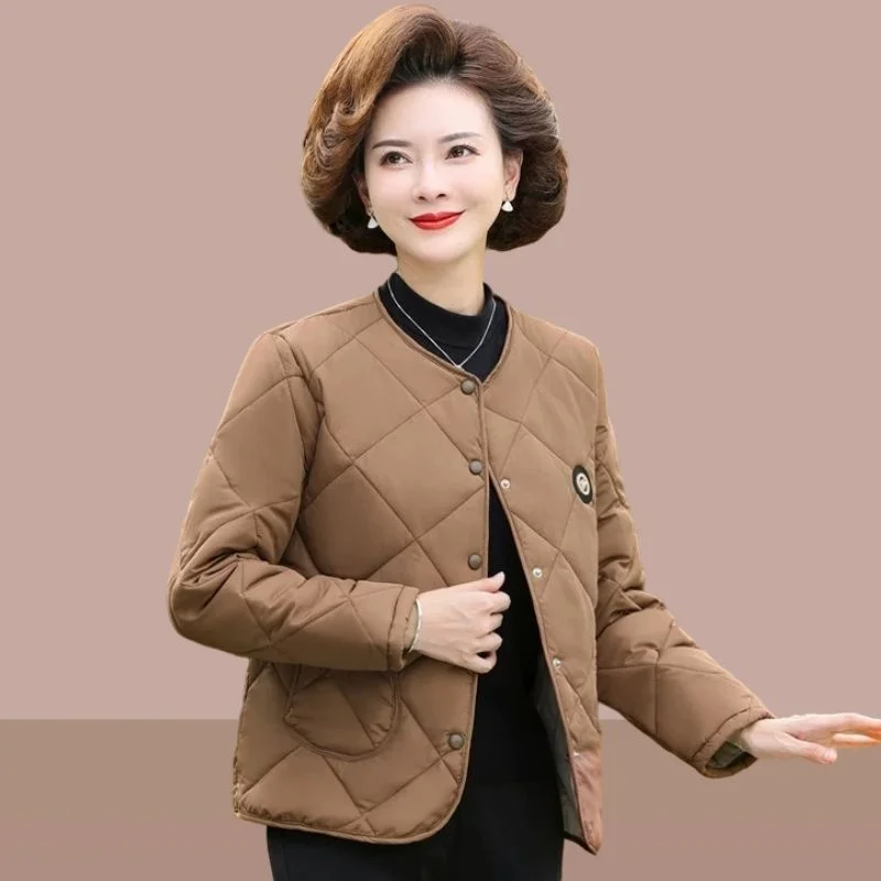 Lightweight down cotton jacket for women in autumn and winter loose large Korean version Lingge single breasted cotton clip new