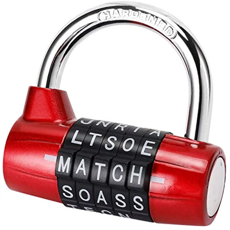 

Gym Locker Lock,5 Letter Heavy Duty Alloy Padlock Password Sturdy Security Padlock-Easy to Set Your Own Keyless Resettable Combo