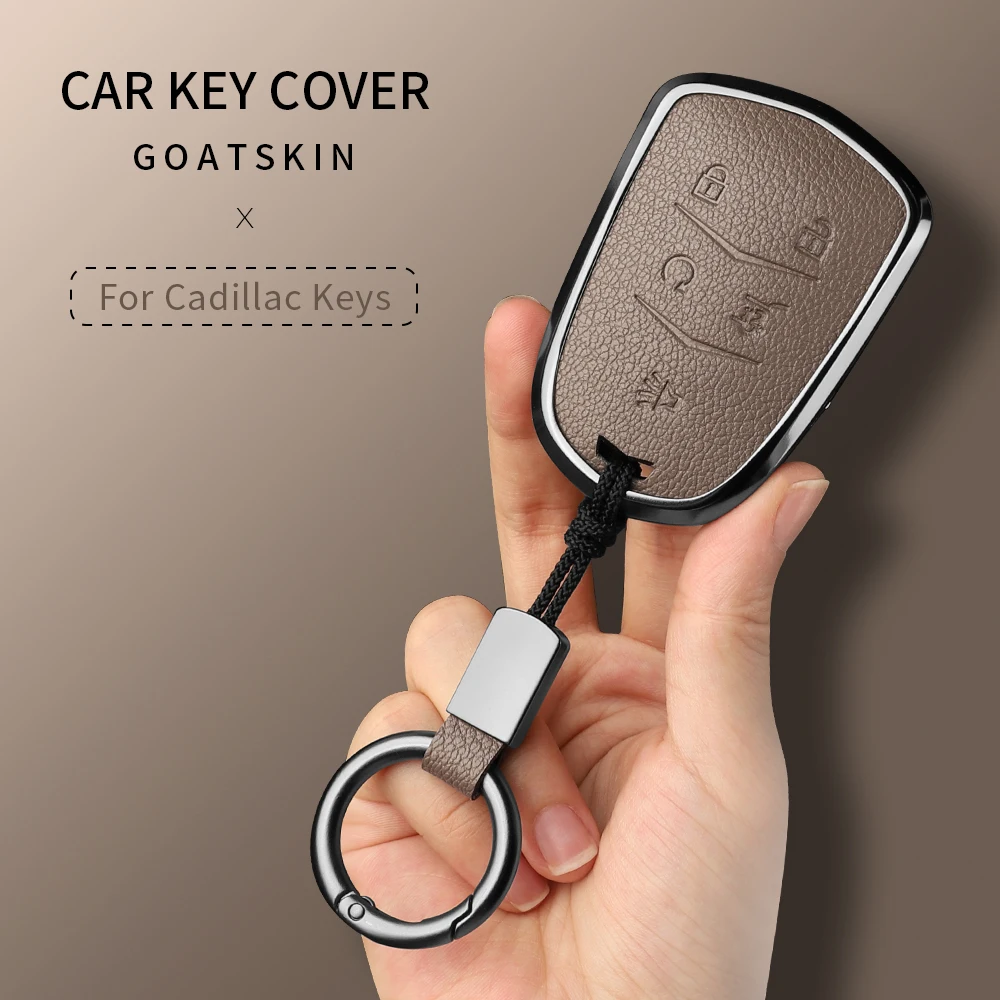 Кожаный чехол для автомобильного ключа 4 кнопки алюминиевый сплав Cadillac ATS CT6 CTS DTS