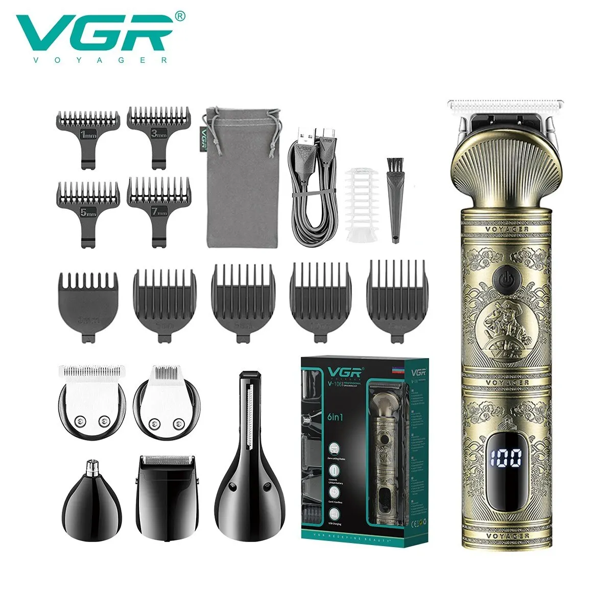 Body Trimmer Professional Rechargeable Metal Vintage V-106