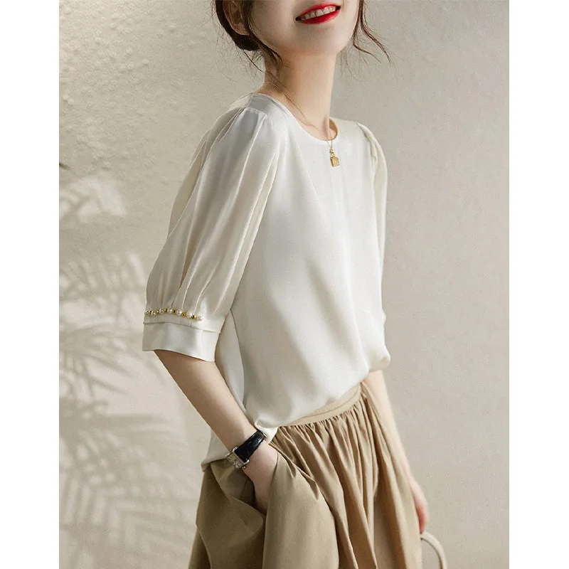 

Maternity Round Neck Loose Summer Casual Short Sleeves Black
