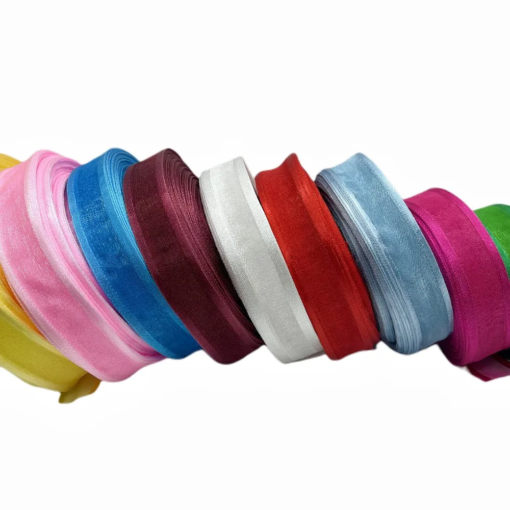 

50y 25mm Satin Edge Organza Ribbon for Gift Wrapping Hair Bows Wedding Party Decoration Handmade Ribbon DIY Christmas Ribbons