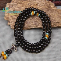 Wholesale 10Pcs Natural Black Sandalwood Beads Bracelet Buddhist Rosary Beads 108 Prayer Mala Men Women Meditation Jewelry Gift