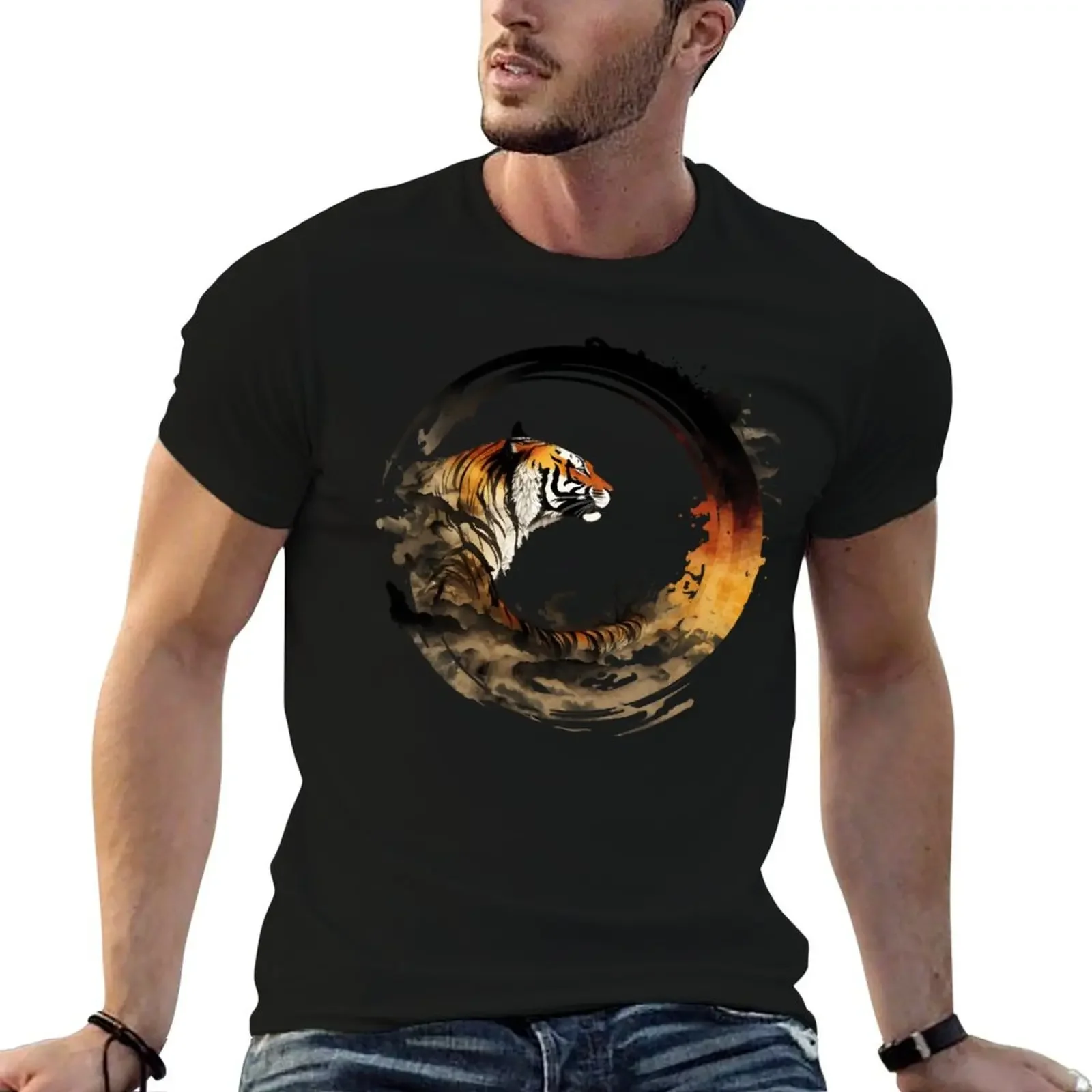 Футболка Tiger Enso винтажные рубашки мужская футболка большого размера с рисунком