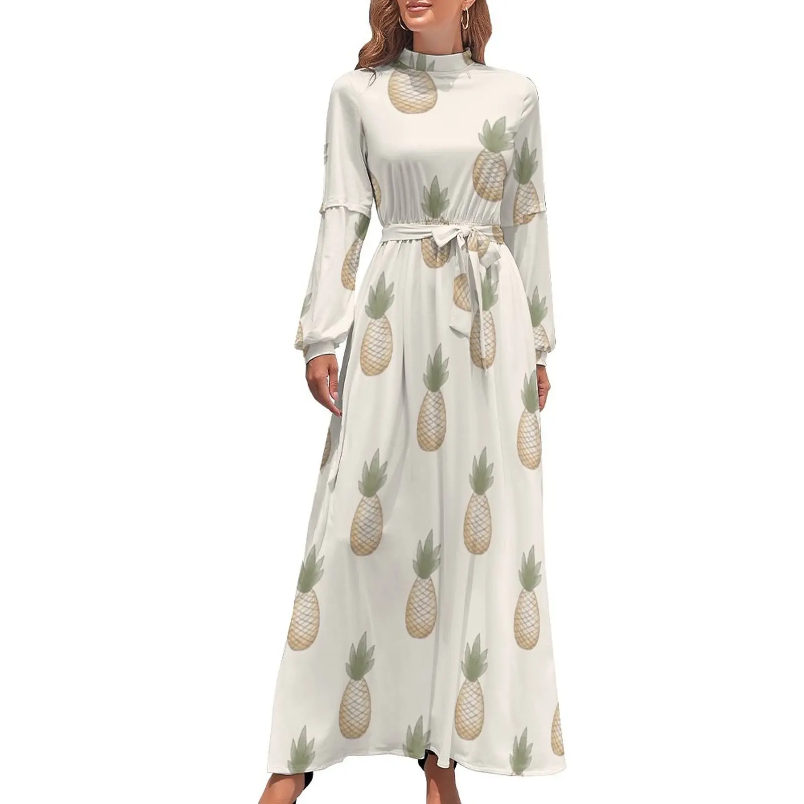 

Pineapple Dress Long Sleeve Fruit Beautiful Dresses Ladies Pattern Business New One-Piece Dress