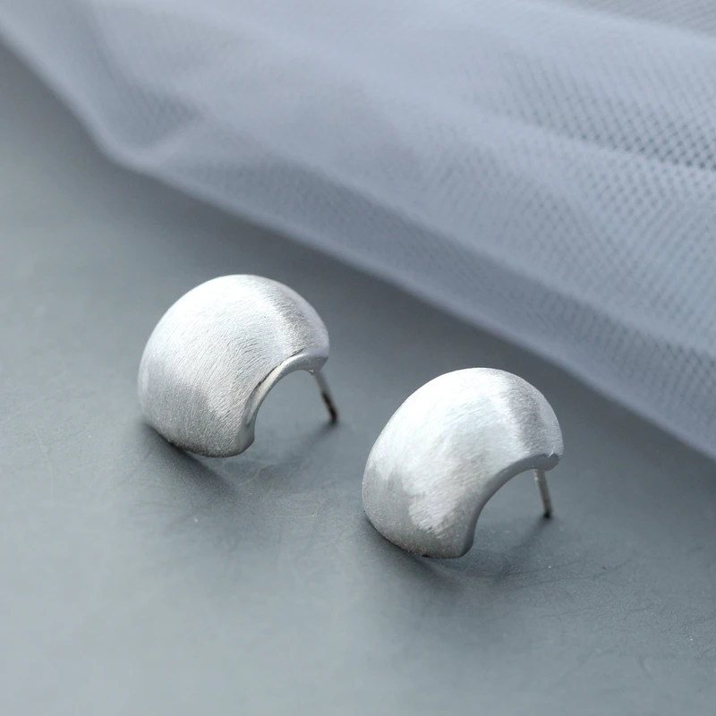 

Authentic 925 Sterling Silver Earring Handmade Trendy Creative Concise Earstuds Female Ethnic Jewelry Gift