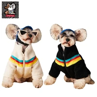 tawneybear fashion lambswool rainbowl stripe dog zipper coat winter warm samll medium pet clothes teddy schanuzer bulldog jacket
