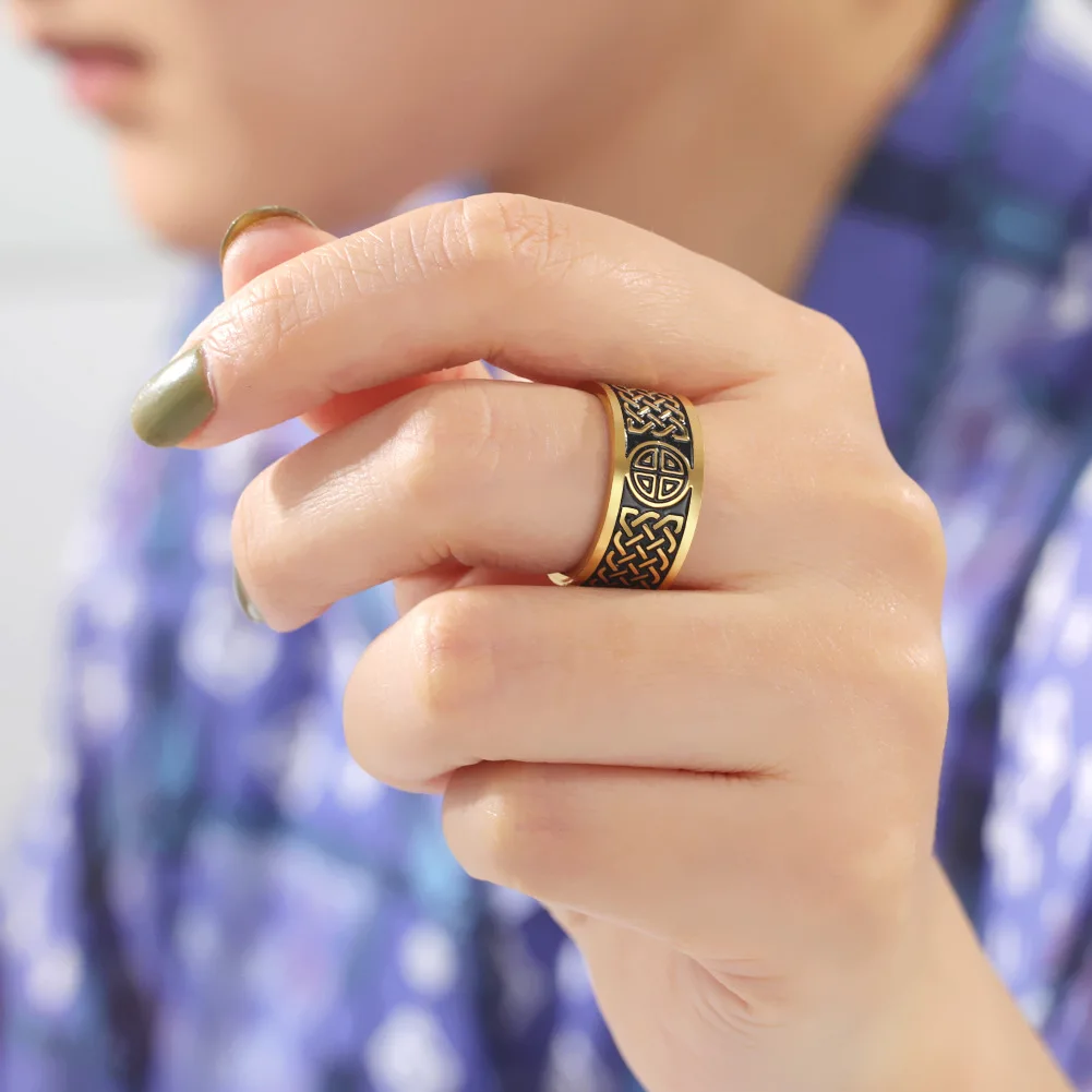 Винтажное кольцо из нержавеющей стали с узором викингов кельтских узлов для