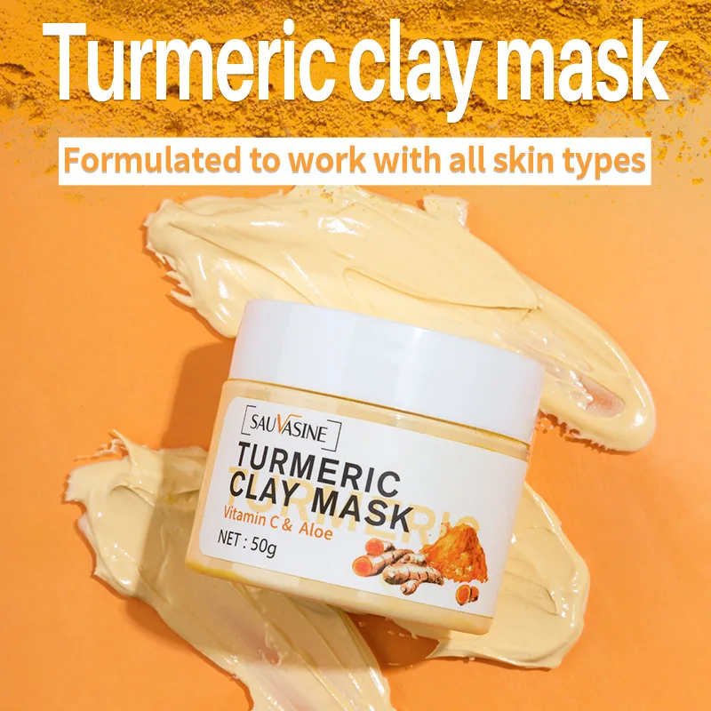 SAUVASINE Turmeric Mud Mask Deep Cleansing Moisturizing Oil Control Hydrating Applicator Turmeric Mask