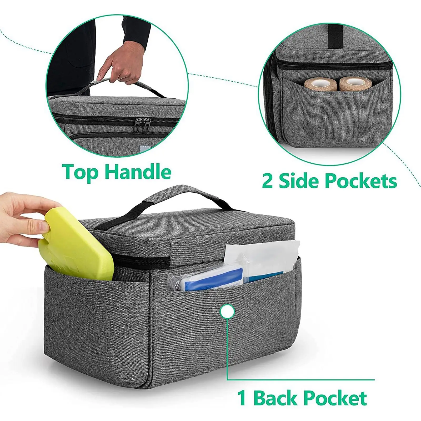 

First Aid Kit Storage Bag Lightweight Large Capacity Empty Bag for Camping Car
