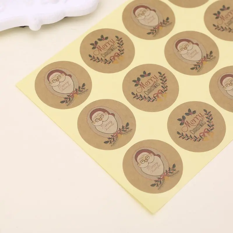 

120шт Санта-Клаус бумага крафт-наклейка с рождественским венок Seals