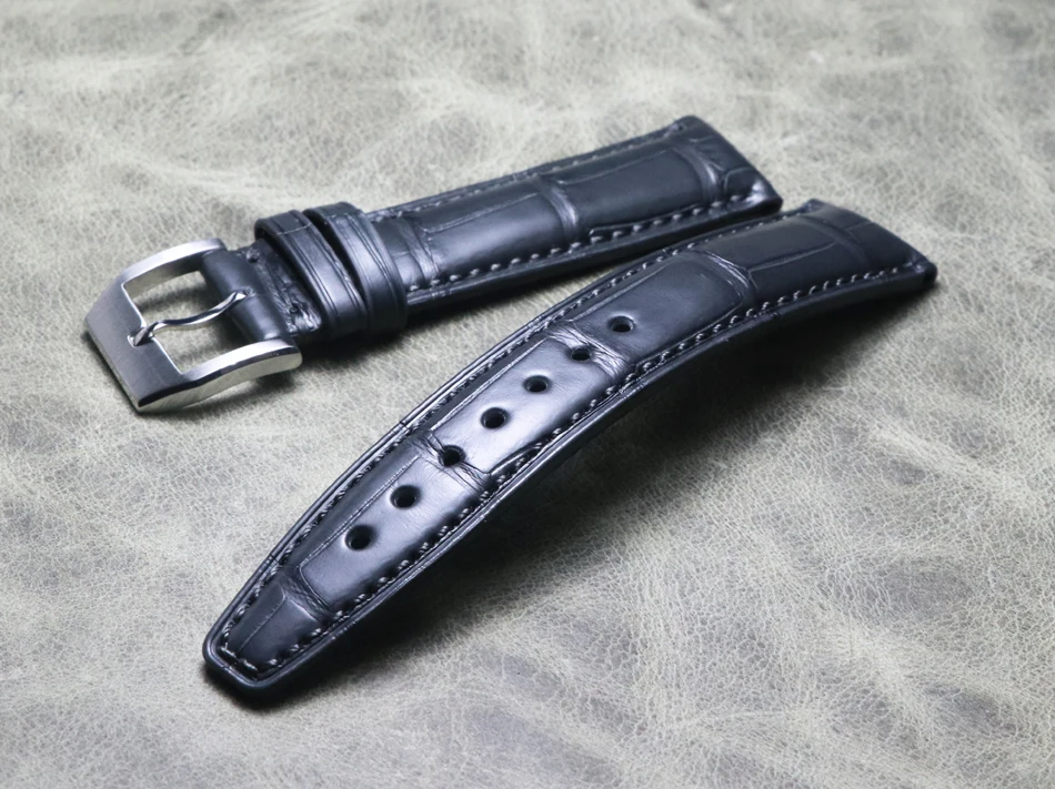 

New authentic slub pattern crocodile leather Watch band belt 20mm handmade strap mechanical strap high-end men's wristband