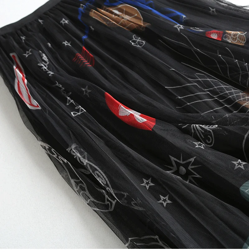 Юбка женская трапециевидная плиссированная средней длины с высокой талией SM1970 -