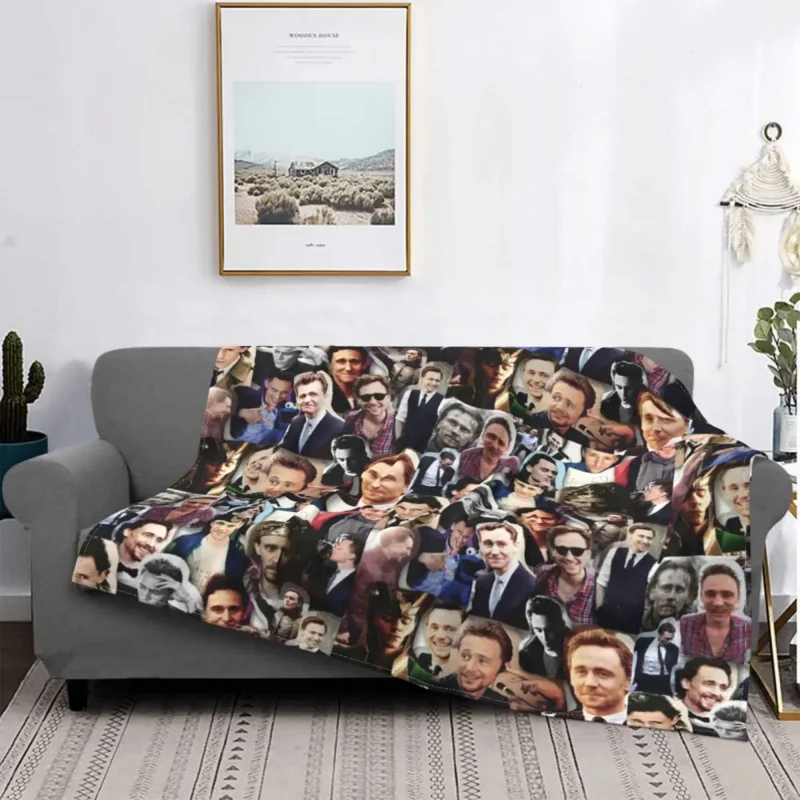 

Tom Hiddleston Collage Blanket Fleece Decoration actor loki Portable Super Warm Throw Blanket for Bed Couch Quilt