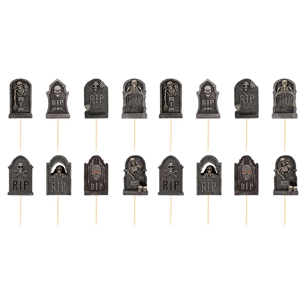 

Picks Cupcake Cake Decor Party Toppers Tombstone Topper Graveyard Horror Dessert Decorations Gravestone Style Theme Treat