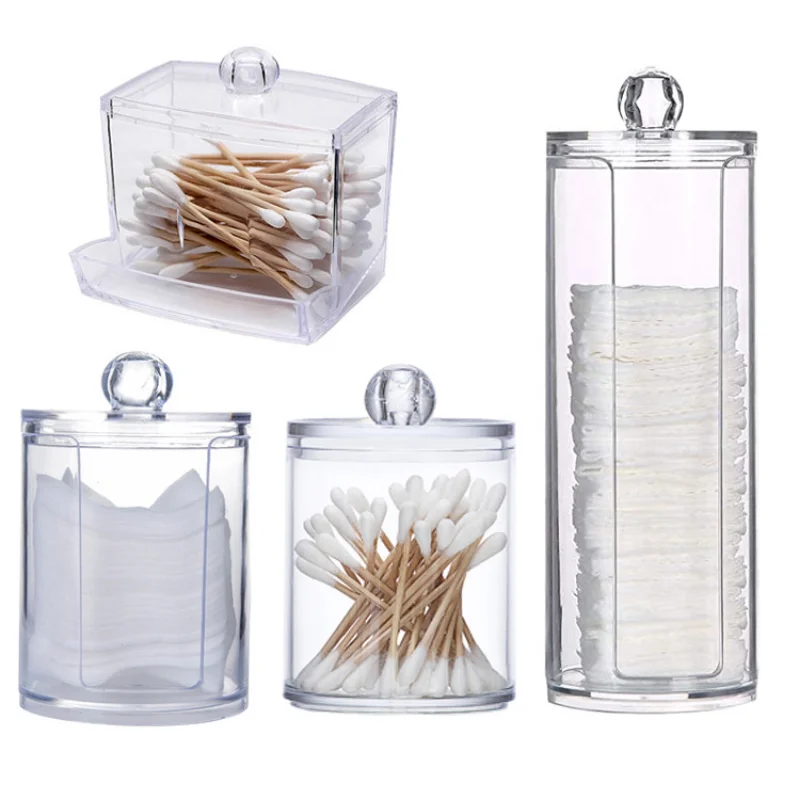 

Cotton Swab Jewelry Storage Box High Transparent Cleansing Cotton Storage Jar Cosmetic Storage Box Transparent Dustproof Box