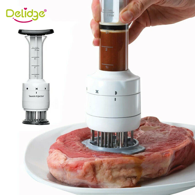 

Meat Tenderizer Tool with Sharp Stainless Steel Needle Blade Flavor Marinade Meat Injector Syringe for Tenderizing Steak