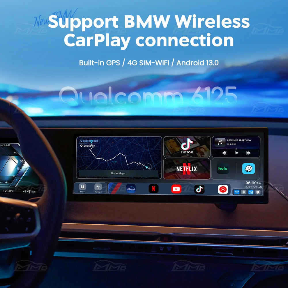 Фото Мультимедийный адаптер MMB Smart Box CarPlay Wireless с поддержкой Android 13, AI Box 8+128G, GPS, BT5.2, QCM6125, 8 ядер для BMW ID6, ID7, ID8, ID8.5, ID9 №3