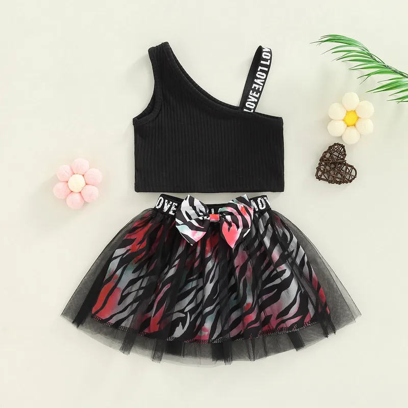 Повседневный костюм для маленьких девочек вязаные топы на бретельках с