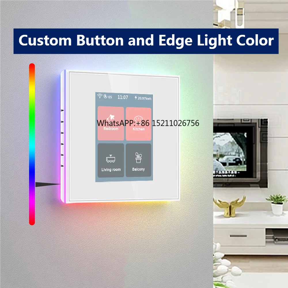 Новый 4-кнопочный смарт-переключатель с ЖК-дисплеем для умного дома сеткой Wi-Fi