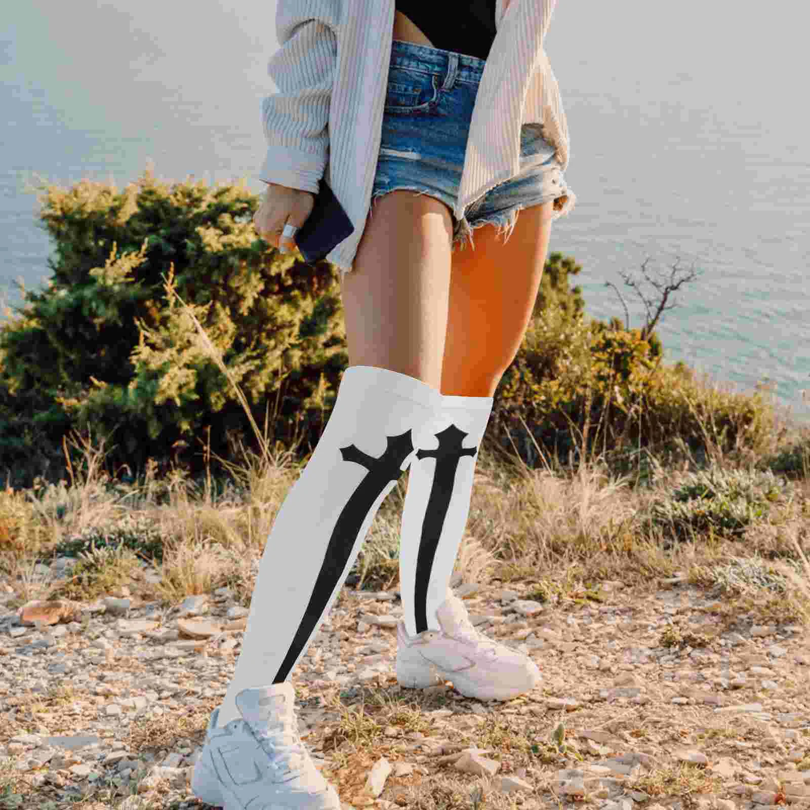 Nun Clothes Tube Socks Women Party Stocking Cosplay High Halloween Over Knee Nurse