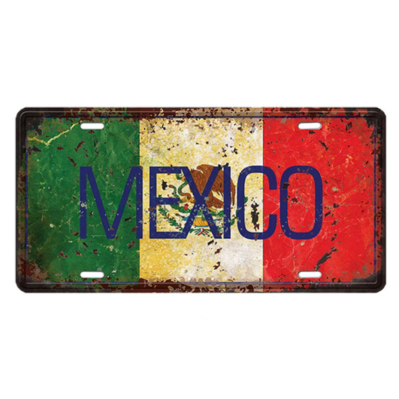 

Canada Australia UK US National Flag Tin Sign Shabby Retro Car Plate License Iron Painting Metal Plaques Wall Decor For Bar Pub