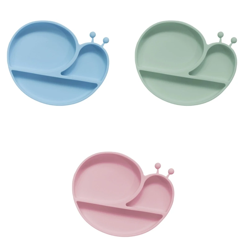 

Happyy baby Cartoon Snail Silicone Baby Divided Plate Toddler Eating Training Dish Pan