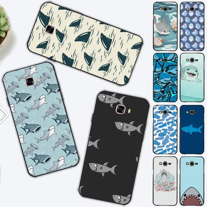 

Cute Cartoo Shark Pattern Phone Case for Samsung J 2 3 4 5 6 7 8 prime plus 2018 2017 2016 core