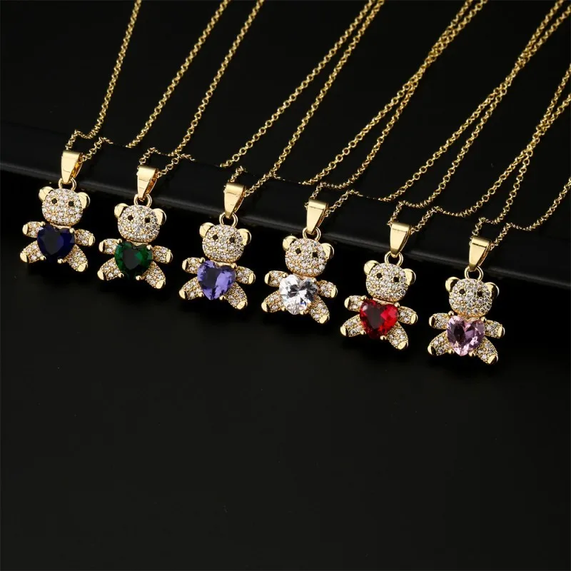 

Korea New Exquisite Cute Love Bear Pendant Necklace Fashion Temperament Simple Necklace Women's Jewelry