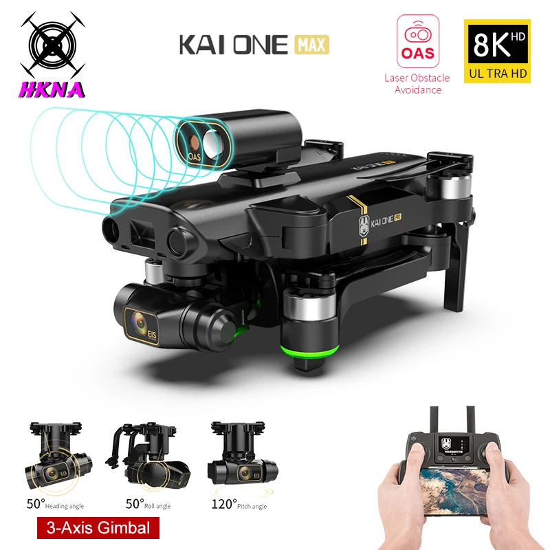 

Дрон KAI ONE MAX, 2 камеры 4K/8K HD, GPS, на трёхосевом подвесе, складной, дистанционное управление