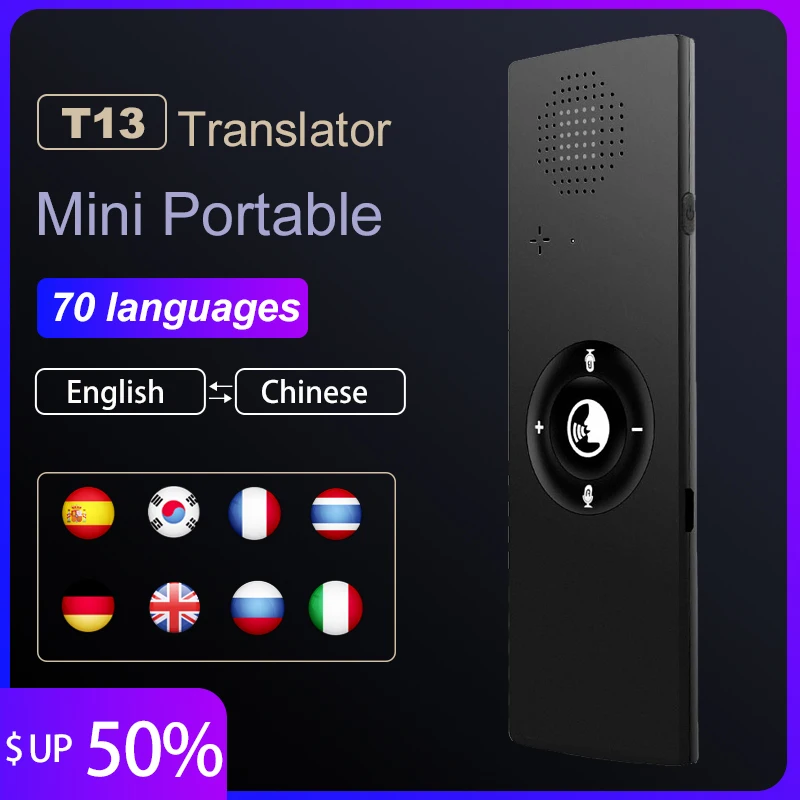 2022 New Arrival T13 Translator Multi-Languages Smart Speech Voice Wireless Bluetooth-Compatible Instant Translator 72 Languages